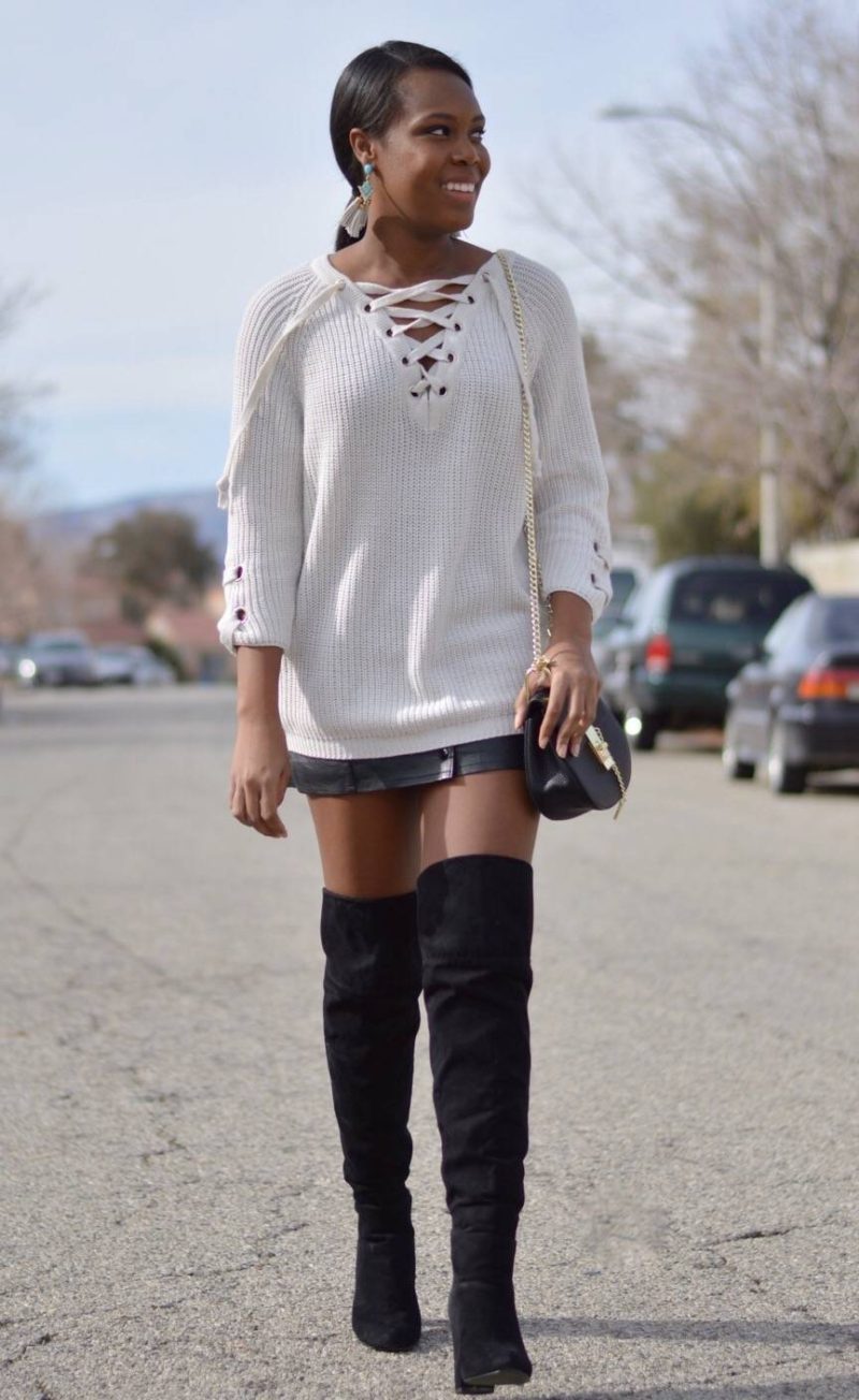 Lace Up Sweater Outfit- Le Fab Chic