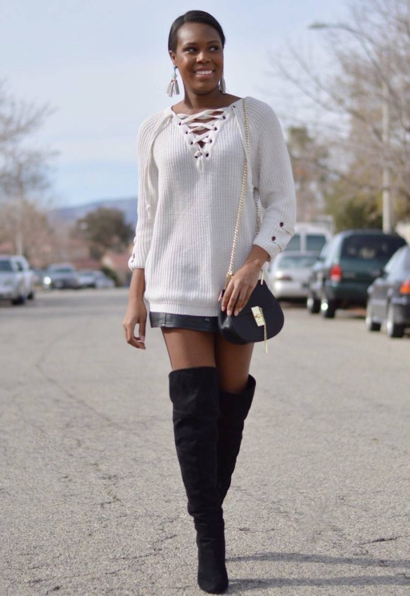 Lace Up Sweater- Le Fab Chic