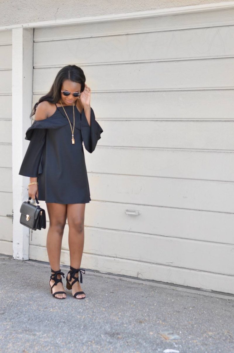 Cold Shoulder Little Black Dress- Le Fab Chic