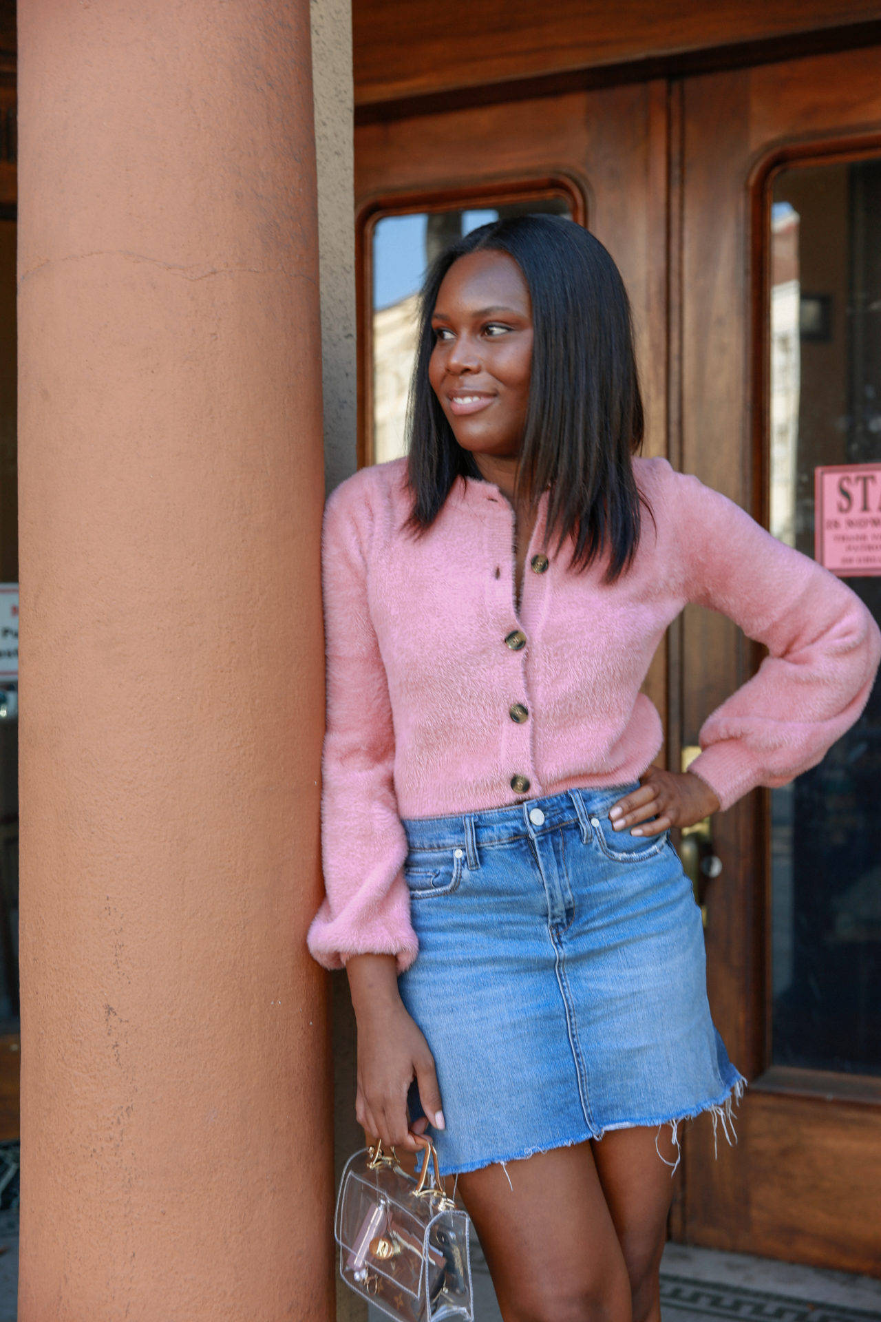 Black and White Striped Button Detail Sweater