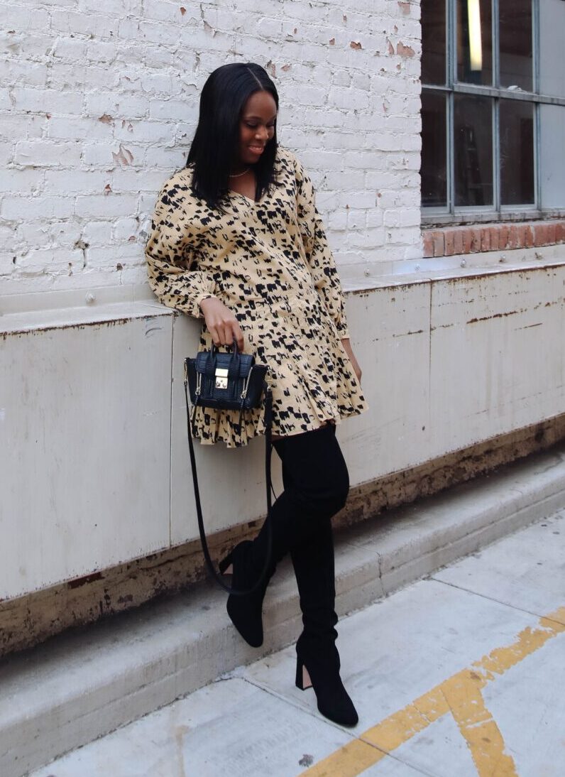 oversized dress with over the knee boots - Le Fab Chic